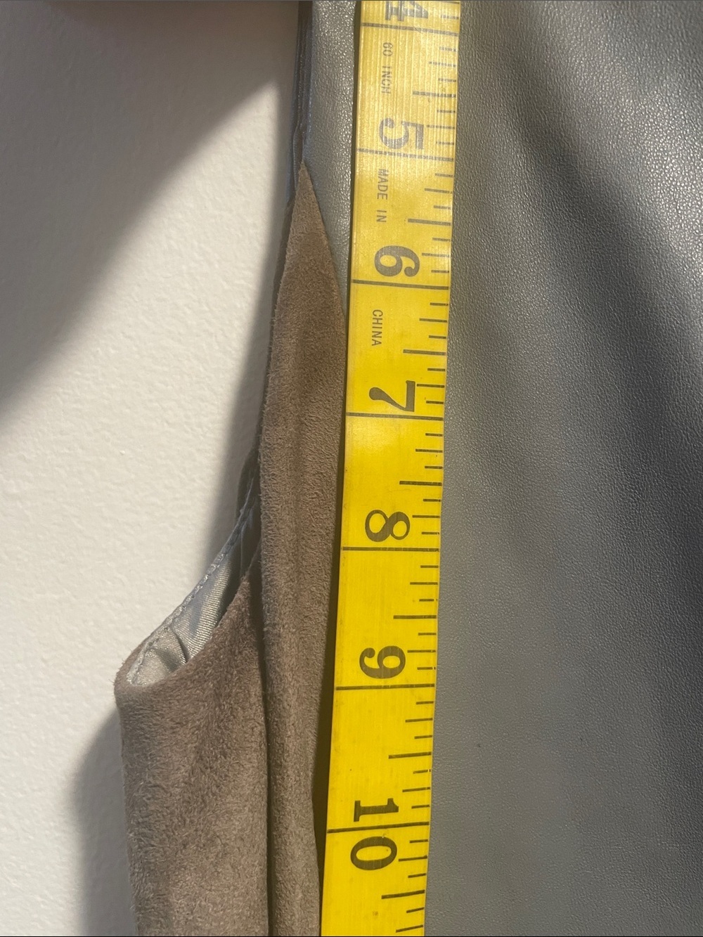 Armani Exchange Two-Tone Taupe a
Gray Goat & Lamb Leather Skater Lined Midi Dres - Picture 7 of 16